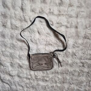 Rag & Bone Small Field Messenger Bag in Taupe Warm Grey Suede Leather Crossbody